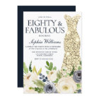 Navy & White Floral Gold Dress 80th Birthday Party