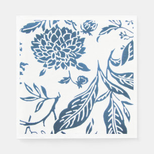 Navy & White Floral Print Napkins