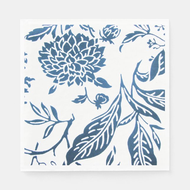 Navy & White Floral Print Napkins (Front)