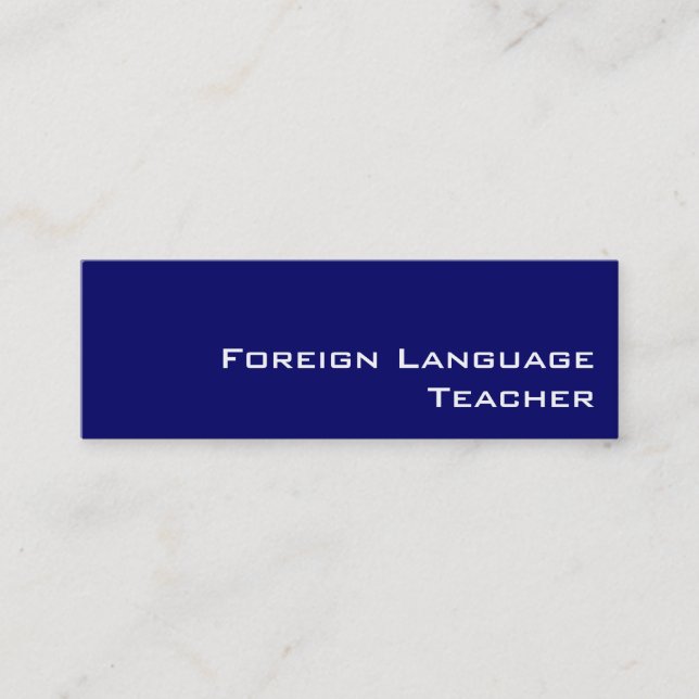 Navy white Foreign Language Teacher business cards (Front)