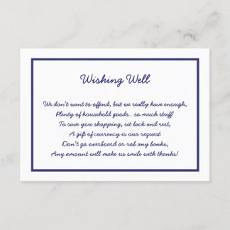 Navy White Frame wishing well request card