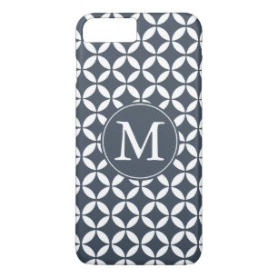 Navy White Geometric Circles Monogram iPhone 8 Plus/7 Plus Case