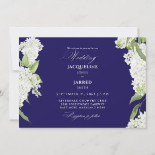 Navy & White Hydrangeas Wedding Invitation