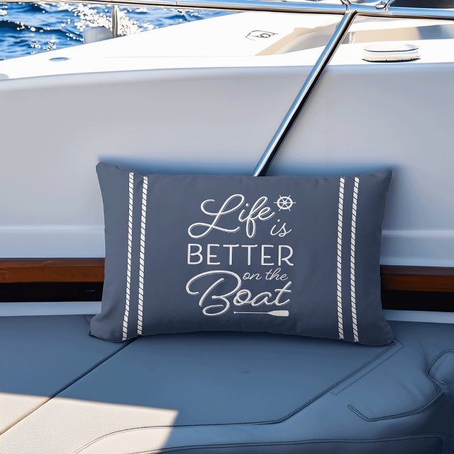 Navy & White Life Is Better On The Boat Lumbar Cushion (Creator Uploaded)