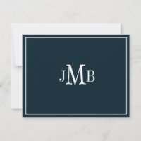 Navy & White Monogrammed Initials Flat