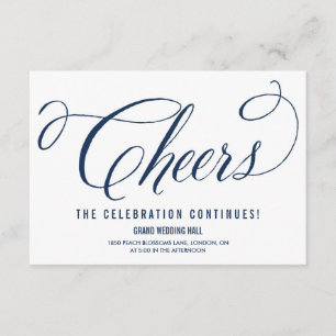 Navy & White Mr. & Mrs. Elegant Script Reception Enclosure Card