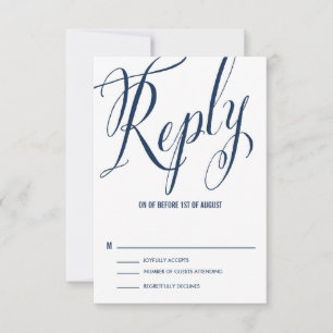 Navy & White Mr. & Mrs. Elegant Script RSVP