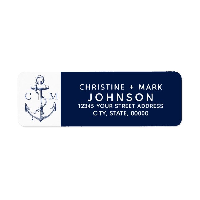 Navy + White Nautical Sketch Anchor Couple | (Front)