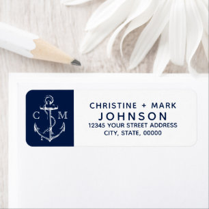 Navy + White Nautical Sketch Anchor Couple