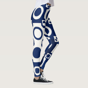 Navy White Pattern Leggings