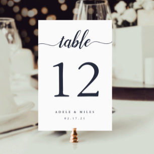 Navy & White Personalised Table Number Card