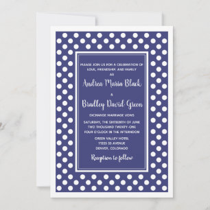 Navy White Polka Dot Wedding Invitation