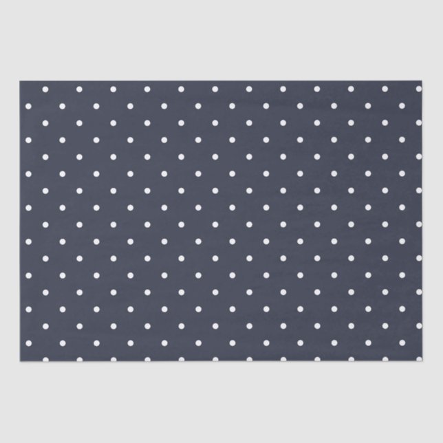 Navy White Polka Dots Tissue Paper (Front)