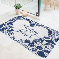Navy & White Sea Creatures Couples Heart Monogram