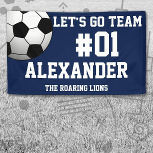 Navy White Soccer Team Spirit Banner