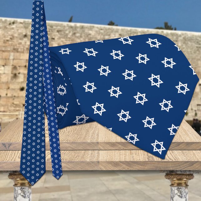 Navy & White Star Of David Elegant Tie (Creator Uploaded)