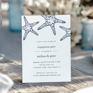 Navy & White Starfish Engagement Party Invitation