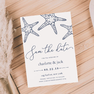 Navy & White Starfish Save the Date Card