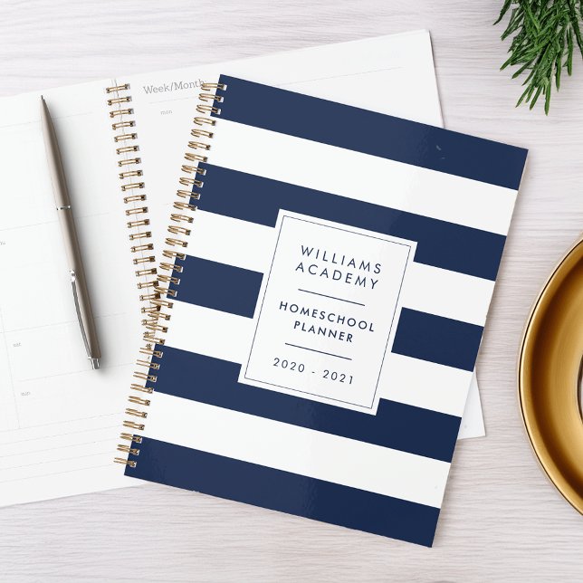 Navy & White Stripe Personalised Homeschool Planner (Creator Uploaded)