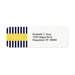 Navy White Stripe Pineapple Ribbon Name Monogram