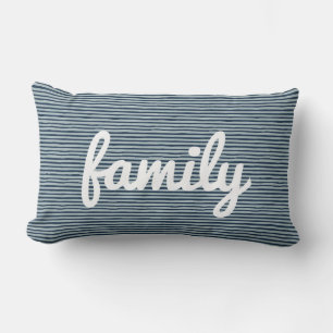 Navy & White Striped – Modern Minimalist Family  Lumbar Cushion