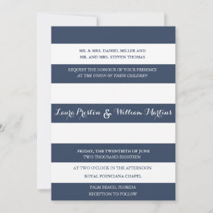 Navy & White Stripes Wedding Invitation