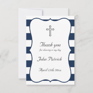 Navy & White Thank You Card