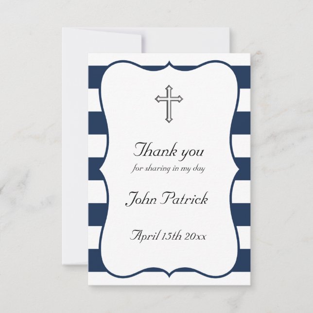 Navy & White Thank You Card (Front)