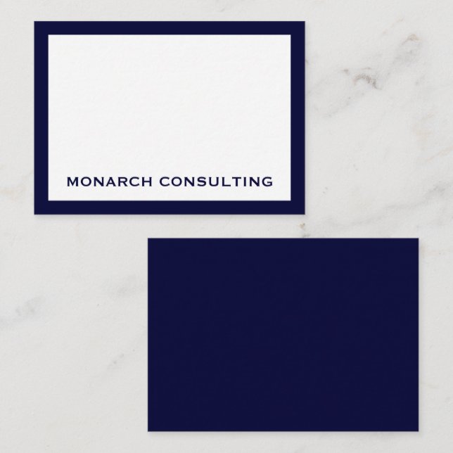 Navy White Typographic Business Name Card (Front/Back)