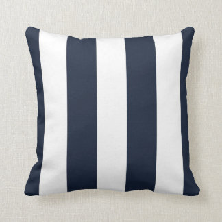 Navy & White Vertical Striped Decorative Cushion