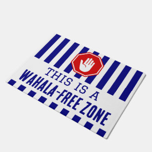 Navy White WAHALA FREE ZONE Humour College Dorm Doormat
