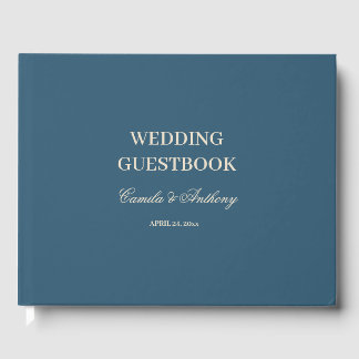 Navy White Wedding Guest Book