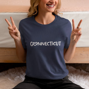 Navy White Whimsical Heart Typography Connecticut Tri-Blend Shirt