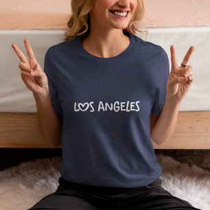 Navy White Whimsical Heart Typography Los Angeles Tri-Blend Shirt