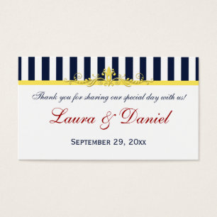Navy, White, Yellow, Red Striped Wedding Favour Ta