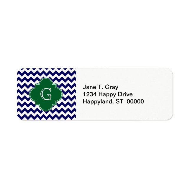 Navy Wht Chevron Forest Green Quatrefoil Monogram (Front)