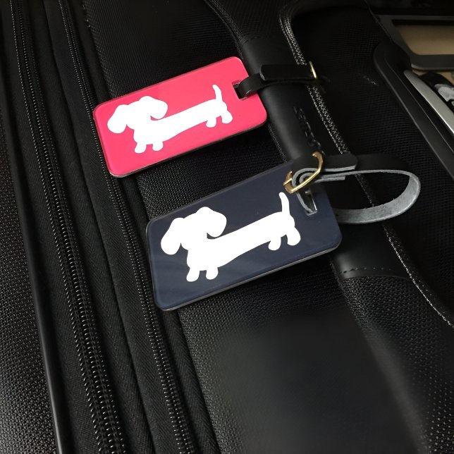 Navy Wiener Dog Luggage Bag Tag Gift (Creator Uploaded)