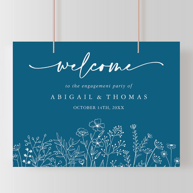 Navy Wildflower Engagement Party Welcome  Poster (Creator Uploaded)