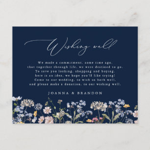 Navy Wildflower Meadow Garden boho Wishing Well Enclosure Card