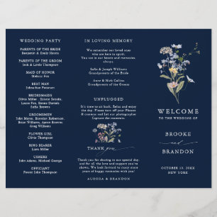 Navy Wildflower Meadow Garden Wedding Program
