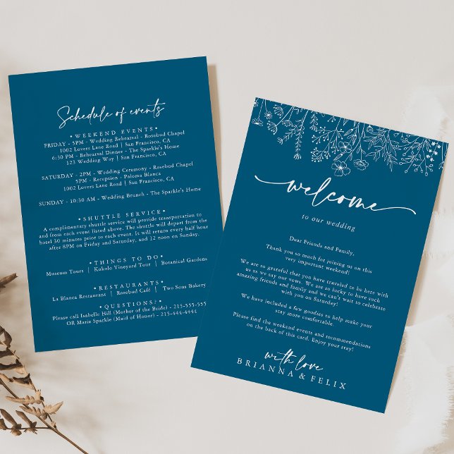 Navy Wildflower Wedding Welcome Letter (Creator Uploaded)