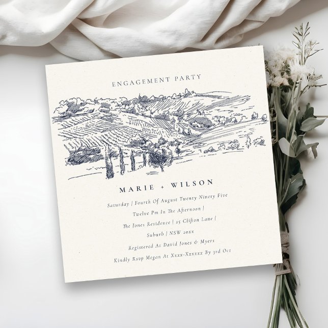 Navy Winery Mountain Sketch Engagement Invite (Creator Uploaded)