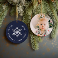 Navy Winter Snowflake First Christmas Keepsake