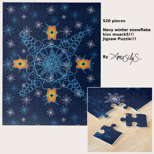 Navy winter snowflake kiss muackS!!! - 520 pcs Jigsaw Puzzle