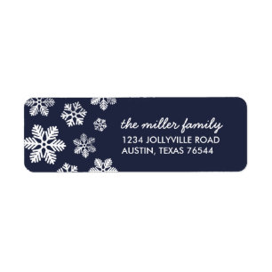 Navy Winter Snowflakes Personalised Address Label