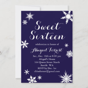 Navy Winter Sweet Sixteen Invitation