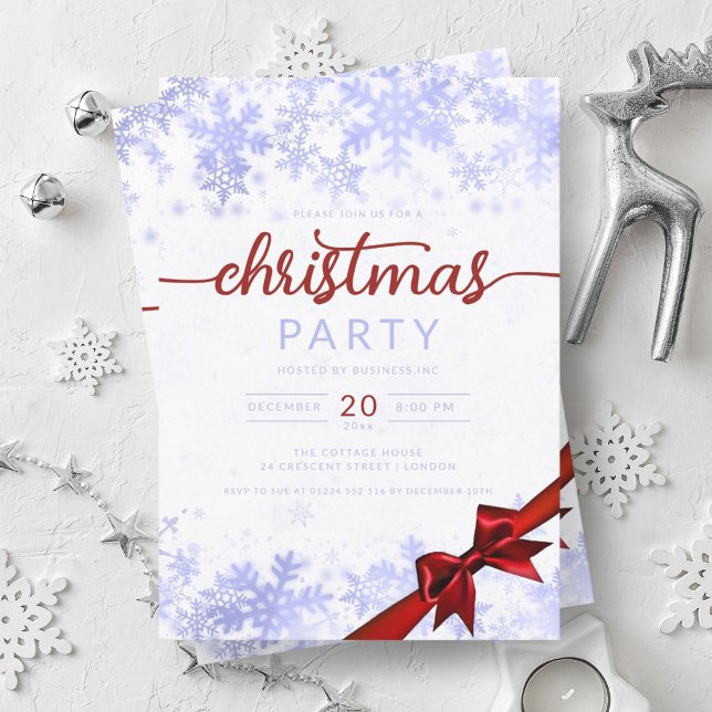 Navy Winter Wonder Company Christmas Ribbon Invitation (Navy Winter Wonder Company Christmas Ribbon Invitation)