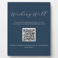 Navy Wishing Well Sign with QR Code Plaque