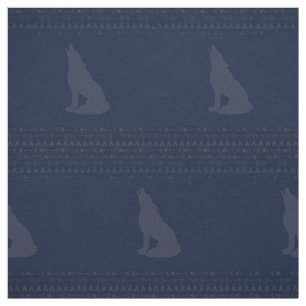 Navy Wolf Fabric