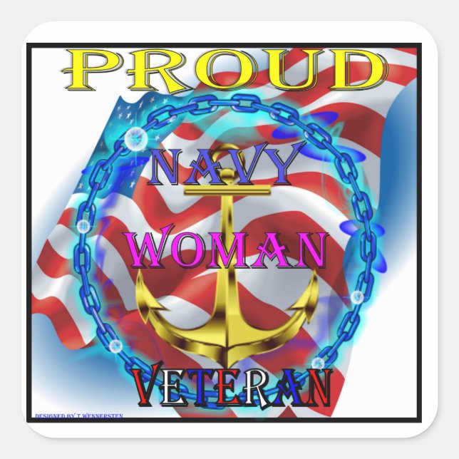 Navy Woman Veteran Square Sticker (Front)